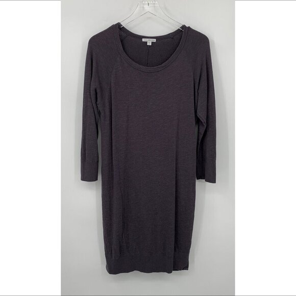 James Perse raglan tunic sweatshirt dress washed heather gray knit stretch 3 L - Picture 1 of 4